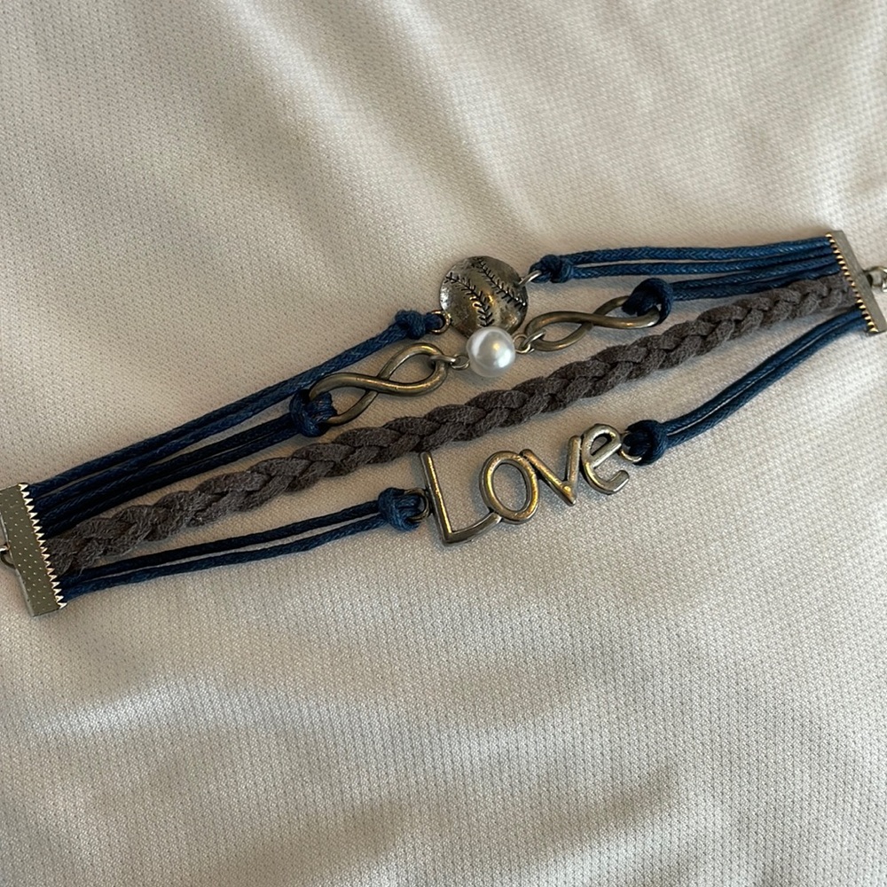 Leather baseball bracelet
